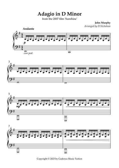 Sunshine (Adagio in D Minor) .